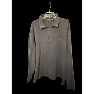 Polo Ralph Lauren Men Gray Quarter Zip Long Sleeve Sweatshirt 2XLT